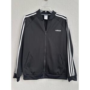 Adidas Track Jacket Black 3-Stripes Full Zip Womens Large